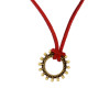 N-6424 bohemian Vintage gold Plated  Chain Red leather chain with sun shape pendant necklace for Women Jewelry