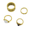 R-1394  4 Pcs/set Fashion Vintage Resin Knuckle Nail Midi Ring Set Jewelry 2 Colors