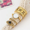 R-1394  4 Pcs/set Fashion Vintage Resin Knuckle Nail Midi Ring Set Jewelry 2 Colors