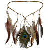 F-0358 Charming Bohemian style Handmade Wood Beads Wave Leather Feather Tassel  Hairband Accessory Jewelry