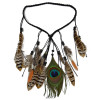 F-0358 Charming Bohemian style Handmade Wood Beads Wave Leather Feather Tassel  Hairband Accessory Jewelry
