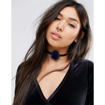N-6452 6 Colosrs Fashion  Leather Nylon Rope Statement Choker Necklace