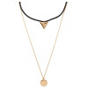 N-6421 bohemian style gold plated chain Fashion style black Leather chain coin shape pendant Necklace for women jewelry