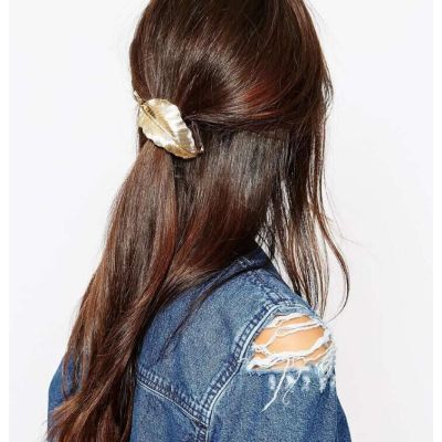 F-0331 Fashion Women  Charm Gold /Silver Plated Leaf Shape Black Hairband Accessories Jewelry