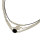 N-6435 3 Pcs/set Fashion Leather Chain Silver Plated Chain Black Resin Pendant Choker Necklace