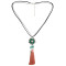 N-6432 Bohemian Vintage Style Silver Plated Long Chain bull shape Pendant with leaf tassel Necklace for Women Jewelry