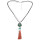N-6432 Bohemian Vintage Style Silver Plated Long Chain bull shape Pendant with leaf tassel Necklace for Women Jewelry