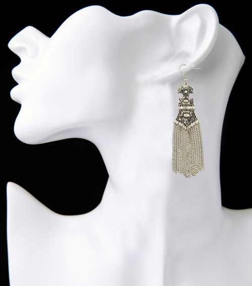 E-3882  New Arrival Factory Wholesale  Price Fashion Gold/Silver Plated Alloy Long Chain Tassel Dangle /Drop Fish Hook Earrings Jewelry