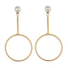E-3879  Fashion Simple Design Goldplated Pearl Round Shpe Dangle Earring for Women Jewelry