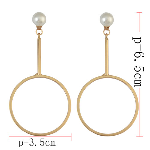 E-3879  Fashion Simple Design Goldplated Pearl Round Shpe Dangle Earring for Women Jewelry