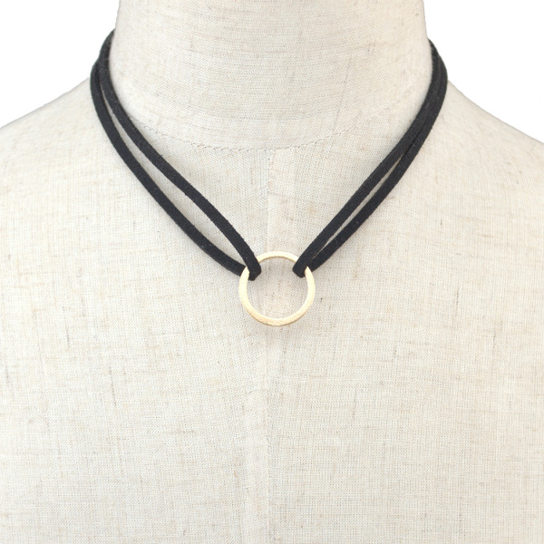 N-6440 Korean Fashion Black Velvet Rope Ring Pendant Choker Necklace Jewelry