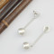 E-3877  Korean Retro Sweet Smooth Highly Polished  Metal Ball Silver Long Pendant Drop Earring