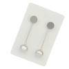 E-3877  Korean Retro Sweet Smooth Highly Polished  Metal Ball Silver Long Pendant Drop Earring