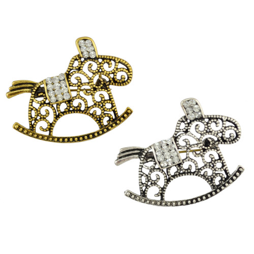P-0333 Vintage Silver/Gold Brooch Pins Crystal Rhinestone Silver Alloy Brooches Unisex Jewelry Suit Accessories