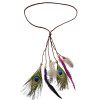 F-0360 Bohemian Handmade Wooden Beaded Weave Leather Feather Tassel Hairband Accessory Jewelry