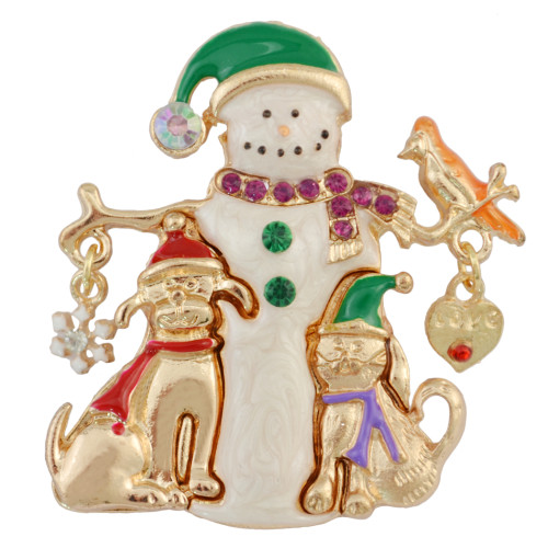 P-0337 Christmas Gift Cartoon Clothing Corsage Crystal Rhinestone Santa Claus Christmas Tree Brooch Pin