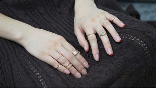 R-1396 9 Pcs/set  Fashion Goldplated Resin Beads Knuckle Rings Midi Ring Women Jewelry