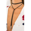 N-6147 Women's Fashion Simple Bar Black Long Chain  Pendant Necklace