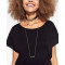 N-6456 Fashion Long Tassel Chain Silver Plated Punk Style Leather Bid Choker Pendant Necklace for Women Jewelry