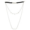 N-6456 Fashion Long Tassel Chain Silver Plated Punk Style Leather Bid Choker Pendant Necklace for Women Jewelry