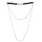 N-6456 Fashion Long Tassel Chain Silver Plated Punk Style Leather Bid Choker Pendant Necklace for Women Jewelry