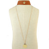 N-6459 New Fashion Black and Brown Long Leather Chain Lock Shape Pendant Necklace for Women Jewelry