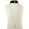 N-6459 New Fashion Black and Brown Long Leather Chain Lock Shape Pendant Necklace for Women Jewelry