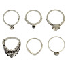 R-1406 6pcs/Set Fashion Wholesale price Silver Plated Alloy Hollow out Carved Flower Shape With Crystal Gypsy Punk Finger Rings Set Jewelry