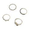 R-1405 4Pcs/set Gypsy Silver Fashion Ring Hollow Out Crystal Rhinestone Knuckle Nail Midi Finger Rings For Women Jewelry