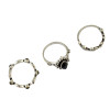 R-1404 Boho Style Vintage Silver Plated Alloy Leaf Shape with Resin Knuckle Nail Midi Rings Set Jewelry 6Pcs/Set