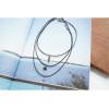 N-6463 3pcs/set Black Leather Chain Leaf Bead Pendant Choker Necklace Jewelry for women