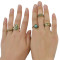 R-1409 Fashion Vintage Silver Gypsy Joint Knuckle Nail Turquoise Midi Ring Set 5 Rings Women's Jewelry