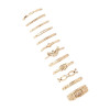 R-1411  12Pcs/Set European Style Gold Plated Alloy Hollow Out Flower Shape Carved Crystal Knuckle Nail Finger Midi Rings Set Jewelry