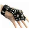 B-0813 Punk Personality Skull Rivet Adjustable Cuff Bangle Bracelet with Finger Ring Unisex Bracelets