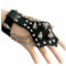 B-0813 Punk Personality Skull Rivet Adjustable Cuff Bangle Bracelet with Finger Ring Unisex Bracelets