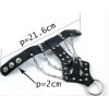 B-0813 Punk Personality Skull Rivet Adjustable Cuff Bangle Bracelet with Finger Ring Unisex Bracelets