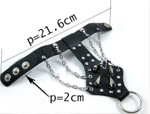 B-0813 Punk Personality Skull Rivet Adjustable Cuff Bangle Bracelet with Finger Ring Unisex Bracelets
