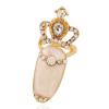 R-1356  Fashion Nail Ring Charm Goldplated Crown Shape Rhinestone Nail Ring for Women Jewelry