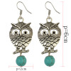 E-3888 Fashion Silver Plated Turquoise Beads Owl Shape Dangle Earring for Women Jewelry