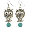 E-3888 Fashion Silver Plated Turquoise Beads Owl Shape Dangle Earring for Women Jewelry