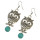E-3888 Fashion Silver Plated Turquoise Beads Owl Shape Dangle Earring for Women Jewelry