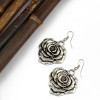 E-3887 Bohemian Vintage Silver Plated Flower shape pendant Earring Hook Earrings for Women