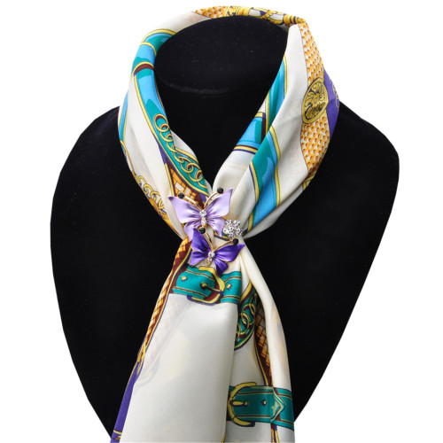 P-0340 2 Colors New Fashion Gold Plated Charm Rhinestone Butterfly Scarf Buckle Brooch Women Accessories