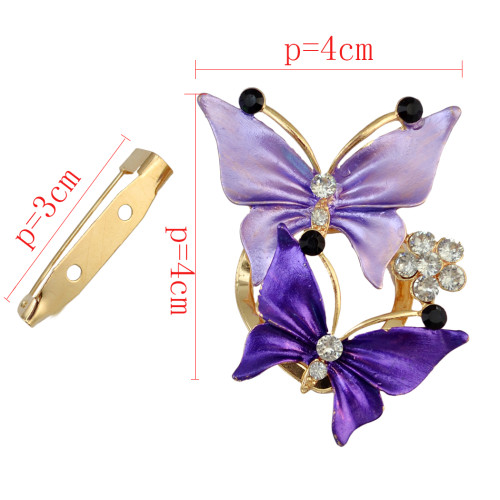 P-0340 2 Colors New Fashion Gold Plated Charm Rhinestone Butterfly Scarf Buckle Brooch Women Accessories