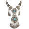 N-6490 Vintage Silver Plated Natural Turquoise Beads Hollow Out Flower Tassel Pendant Necklace