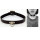 N-6487 Punk Style Black & White PU Leather Silver Round Pendant Gothic Choker Necklace Women Jewelry