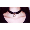 N-6487 Punk Style Black & White PU Leather Silver Round Pendant Gothic Choker Necklace Women Jewelry