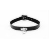 N-6487 Punk Style Black & White PU Leather Silver Round Pendant Gothic Choker Necklace Women Jewelry