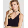 N-6496 bohemian vintage style gold plated black leather chain flower shape crystal pendant necklace for women jewelry