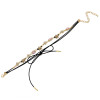 N-6496 bohemian vintage style gold plated black leather chain flower shape crystal pendant necklace for women jewelry